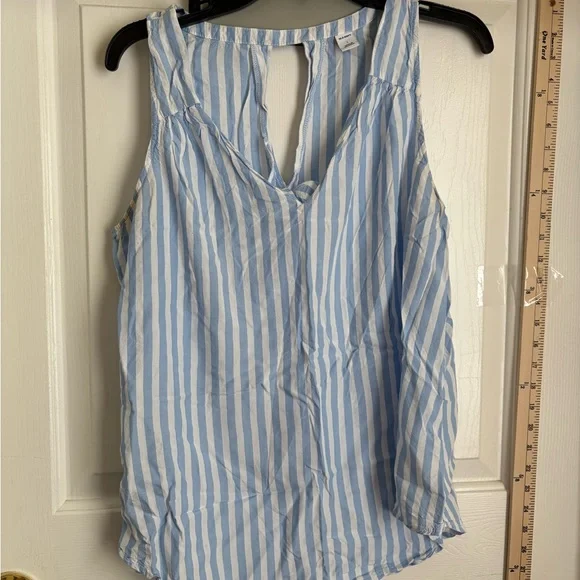 Blue and White Striped Sleeveless Top - Picture 1 of 3